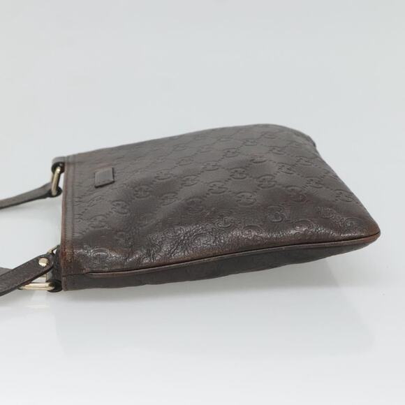 GUCCI GG Canvas Guccissima Bag Leather Dark Brown Gold - Picture 4 of 16